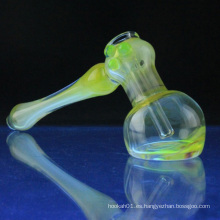 Glass Fumed Hammer Bubbler para fumar con puntos de colores (ES-HP-062)